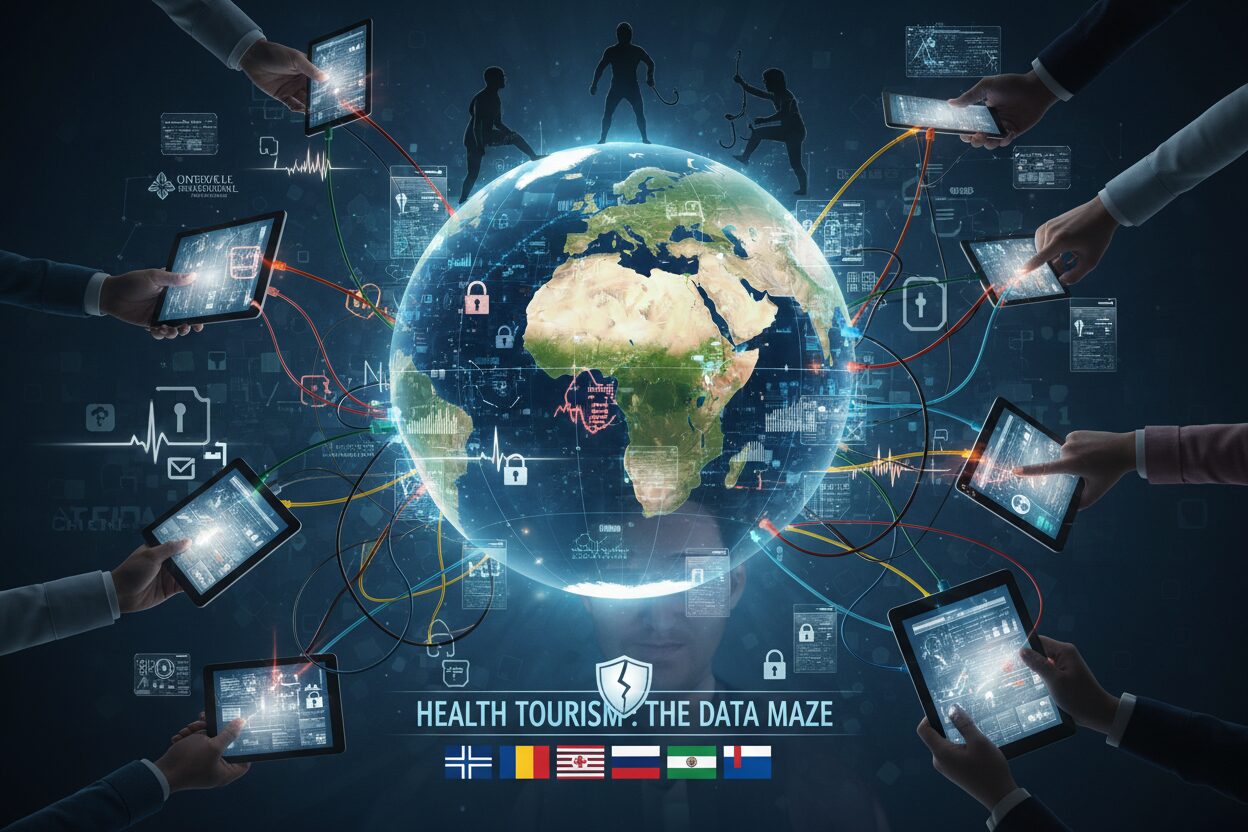 Digital global healthcare network map